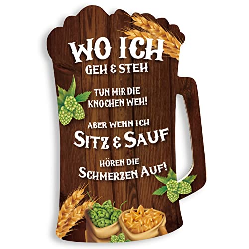 ZDFDC Bar-Deko Schild XXL aus Holz Groß 40x30cm - Chic Holzschild mit Spruch Lustig - Retro Bar Decoration Zubehör - Geschenkidee für Männer Küche Theken Partykeller Kneipen Partyraum Pub Club(A)