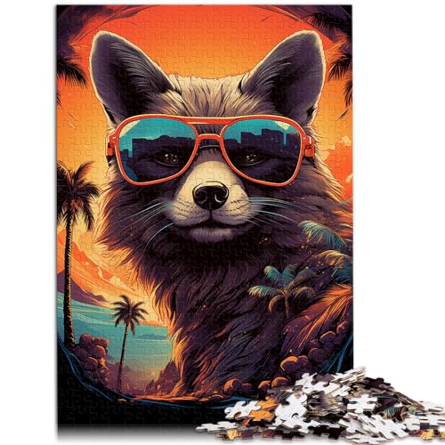 Puzzle-Spiele, Fuchs-Boss mit Sonnenbrille, 1000-teiliges Puzzle für Erwachsene, Holzpuzzle, Lernpuzzle, (50 x 75 cm)