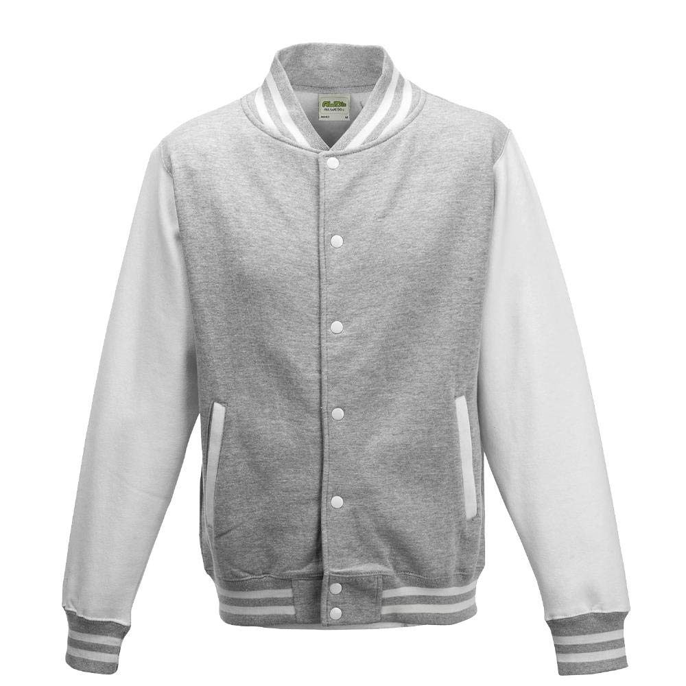 Just Hoods College Jacke 'Varsity Jacket, Heather Grey/White, XS