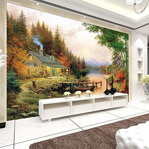 Ölbaum Bach Naturlandschaft 3D Tapeten Wanddekoration Fototapete Sofas Wohnzimmer Wandbild Schlafzimmer-350cm×256cm