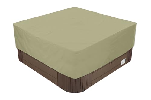 BaCover Outdoor Whirlpool Abdeckung, 210D Oxford-Gewebe Wasserdicht UV-Schutz Spa Hot Tub Pool Abdeckun Quadratische Pool Schutzabdeckung,Beige,239x239x50cm