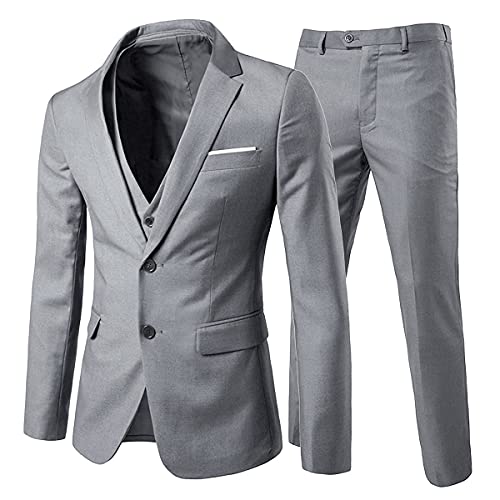 Allthemen Herren 3-Teilig Slim Fit Anzug Zwei Knöpfe Business Sakko