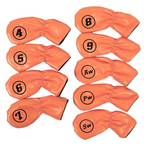 Avejjbaey 9Pcs wasserdichte Golfplätze Putter Abdeckung Eisen Kopf Abdeckung PU Leder Golfplätze Club Abdeckung Eisen Headcover Golfplätze Club Kopf Abdeckung Set