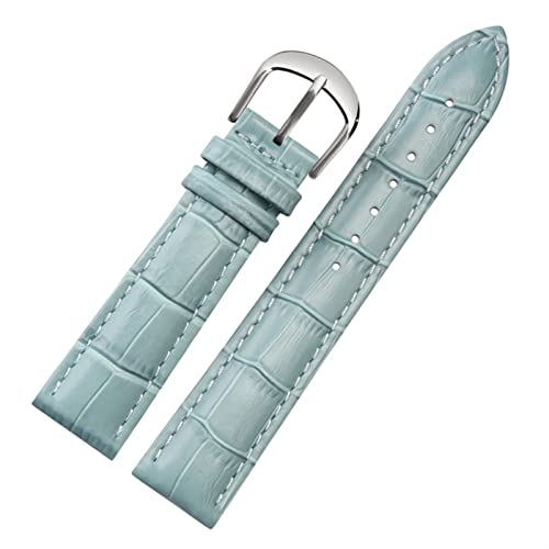 SCRUBY Für Brand Watch Bracelet Belt Woman Watchbänder echtes Leder -Armband -Band 10 12 14 16 18 20 22mm Multicolor -Uhren -Bänder(Sky blue silver,20mm)