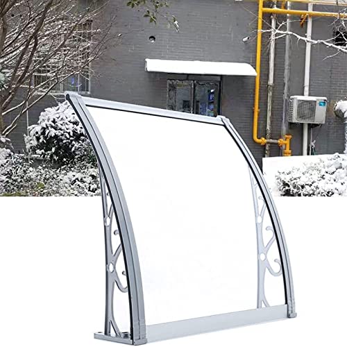 Vordach für Haustür, Terrassenmarkisen, Fenster, Überdachung für den Außenbereich, Gartenschatten, Schutz vor UV-Strahlung, Regen, Schnee und Sonnenlicht, weiße Polycarbonatabdeckung, graue