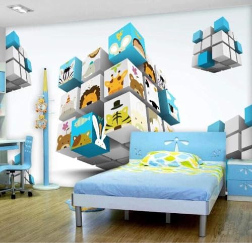 Würfel Cartoon Tier Avatar 3D Tapete Poster Restaurant Schlafzimmer Wohnzimmer Sofa TV Dekorative Wand-430cm×300cm