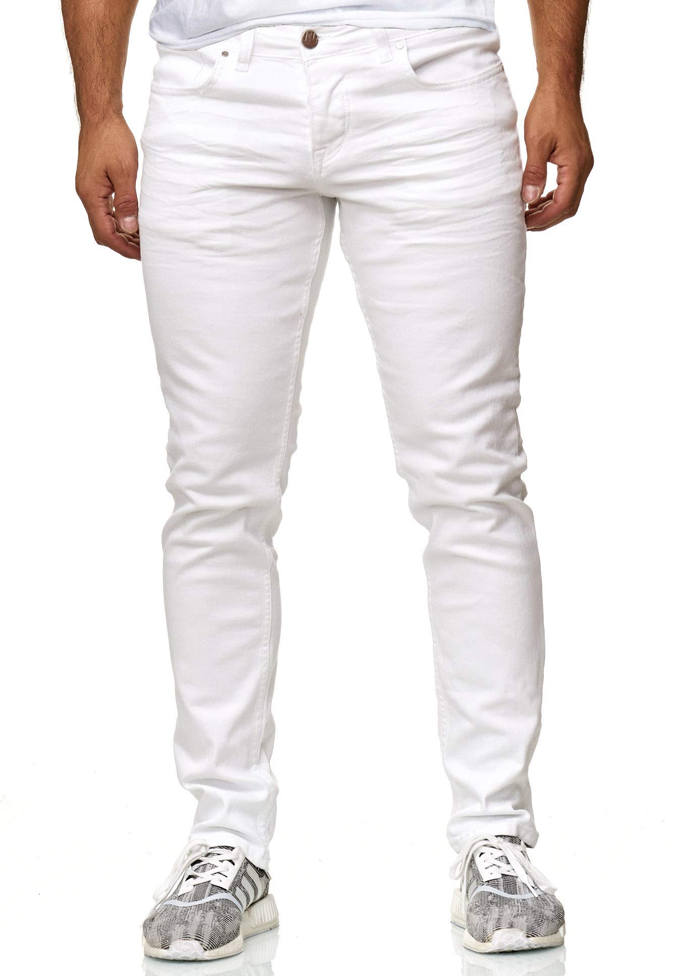 Reslad Jeans-Herren Slim Fit Basic Style Stretch-Denim Jeans-Hose RS-2063 (W29 / L34, Weiß)