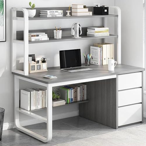 Computertisch mit Schrank und Home-Office-Schreibtisch mit 3 Schubladen, industrieller Arbeitsschreibtisch, Arbeitsplatz für Zuhause und Büro, B, 120 cm