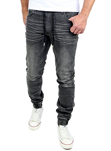 Reslad Jogging Jeans Used Look Jeans-Herren Slim Fit Jogging-Hose Jogger RS-2073 Schwarz XL