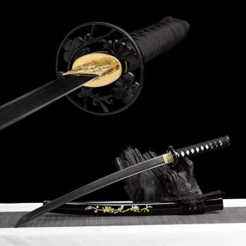 KWXPW 78 cm kurzes Samurai-Schwert,Hundert Smelting Pattern Stahlklinge,Japanisches Wakizashi-Katana,echte Samurai-Schwerter zum Sammeln,Kendo,Cosplay