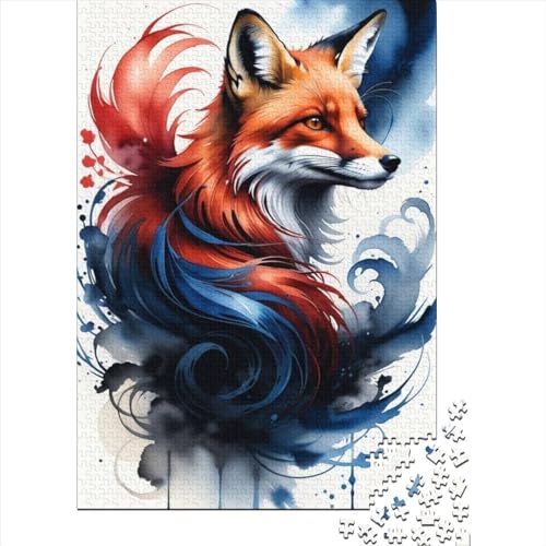 500-teiliges Puzzle, Tier-Fuchs-Puzzle für Erwachsene, Holzpuzzle, Familienpuzzle, Spielgröße: 52 x 38 cm