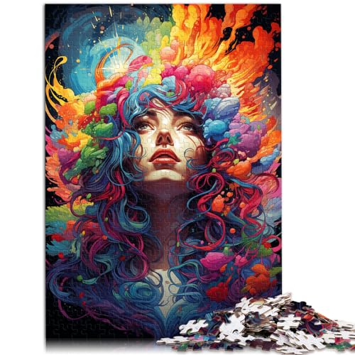 Puzzle, 1000-teiliges Puzzle, Gemälde, Farbe Frau, Holzpuzzle, Spielzeug, Puzzle, Lernspiele, Stressabbau-Puzzle, 1000 Teile (50 x 75 cm)