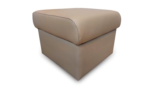 Quattro Meble Beige Mocca Echtleder Hocker aufklappbar mit Stauraum Sitzhocker Rindsleder Sitzwürfel Fußhocker Polsterhocker beiges Echt Leder Puff (50x50 x H40 cm)