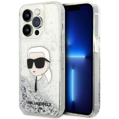 Karl Lagerfeld KLHCP14LLNKHCH Hülle für iPhone 14 Pro 6,1" Silber hardcase Glitter Karl Head