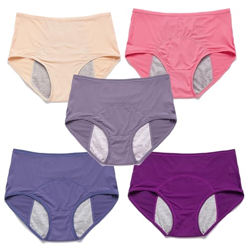 Ladydry Leak Proof Panties, Joyusfit - High Waist Leakproof Comfort Panties, everdries Leakproof Panties (5B,5XL)