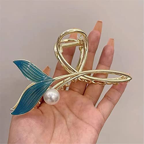 Haarklammern, Clip-Haarspangen, Klauenklammern, koreanische blaue Schmetterlings-Fischschwanz-Haarspangen for Frauen, Haarnadel-Haarklammer, eleganter Krabbenhai-Clip-Kopfschmuck, 2 (Farbe: 2) (Farbe: