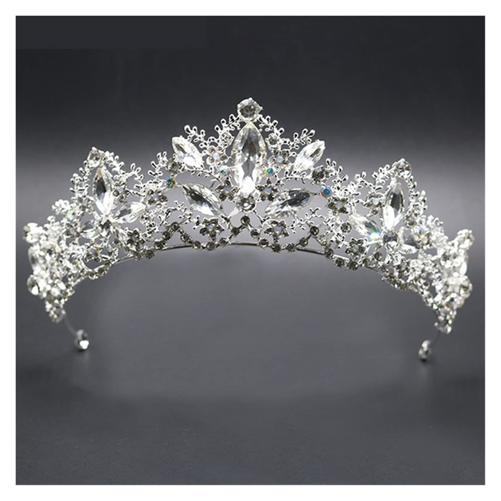 AIHEDOUJ Silber Farbe Kristall Hochzeit Tiara Königin Krone für Sommer Frauen Braut Haarschmuck Zubehör Krone Schmuck Hochzeit Diadem (Größe: Gold) Stirnbänder (Größe: Silber)