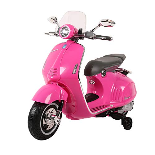 Vespa Kinder Elektroroller, Elektro Kinderroller ab 18 Monaten, Kindermotorrad Elektrisch, Elektrofahrzeuge 1x35W, 3km/h (Rosa)