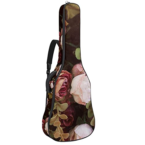 Akustikgitarre Tasche Dicke Polsterung Wasserdicht Dual Verstellbarer Schultergurt Gitarrenkoffer Gig Bag，Hübsche Hochzeitsblumen