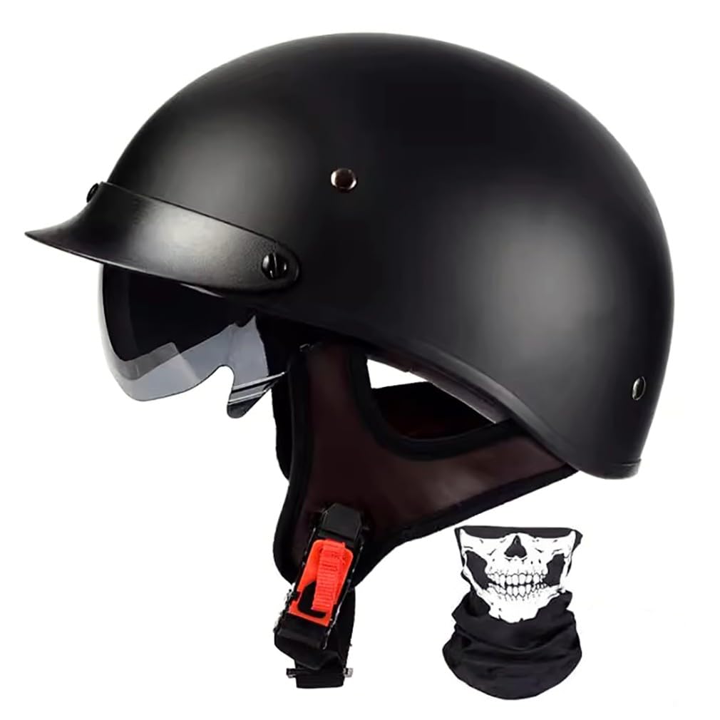 Retro Halbschalenhelm Jethelm Motorradhelm Moped Helm Halbhelm Mit Fahrradvisier ECE-Zertifizierung Rollerhelm Cruiser Chopper Skateboardhelm für Mofa Crash Moped Scooter Cruiser