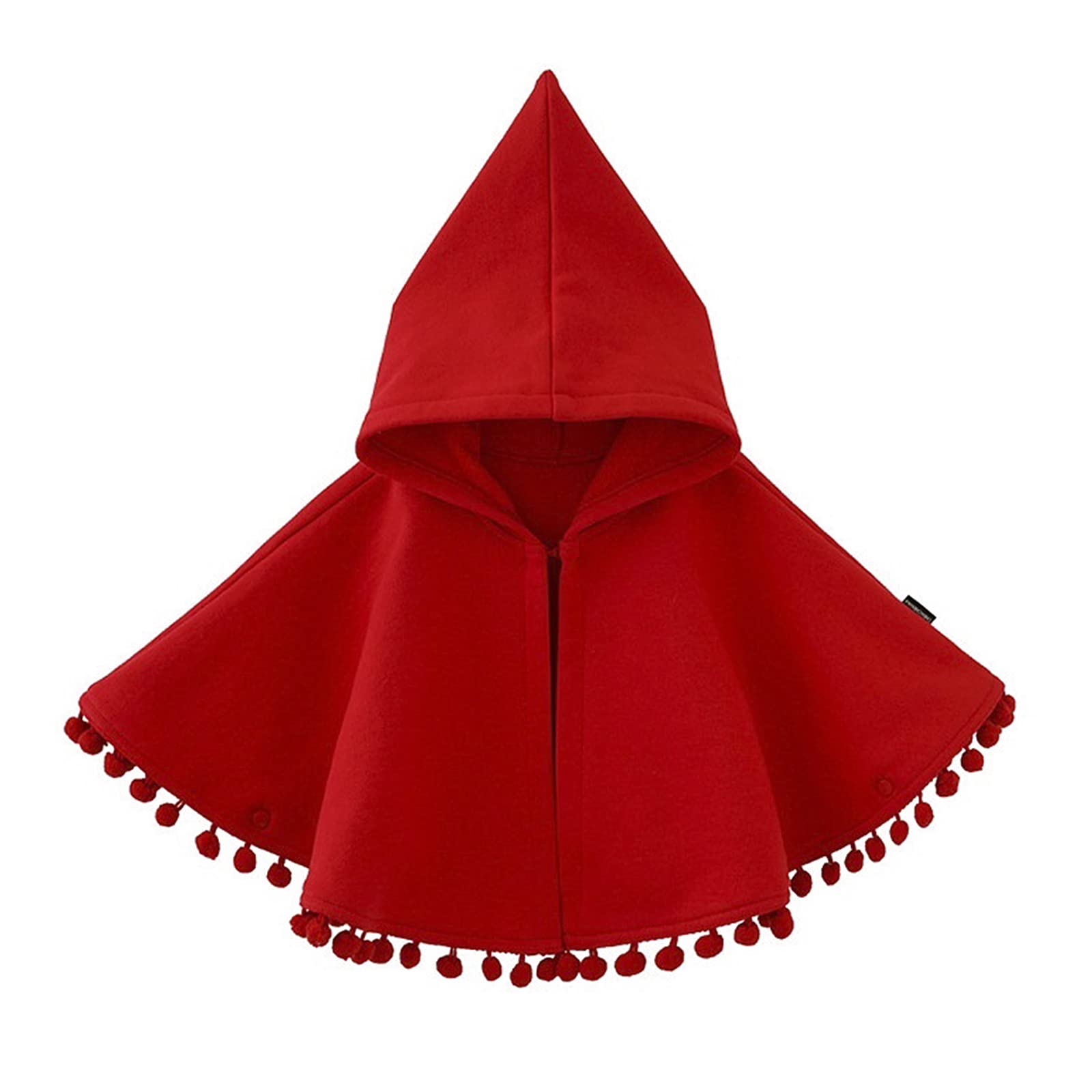 Umhang mit Kapuze Warm Gestrickt Poncho Kleinkinder Rot Cape Poncho Mantel Hoodies Pom Pom Quaste Schneeanzug Winter Halloween Umhang für Jungen Mädchen Baby, rot, 5 Jahre