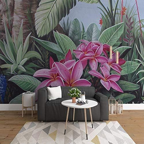 XLMING Handgemalte Tropische Pflanzen Und Blumen Küche Esszimmer Arbeitszimmer Wohnzimmer TV Hintergrund Wand 3D Tapete-200cm×140cm