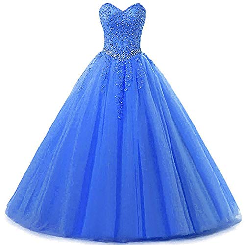 Zorayi Damen Liebsten Lang Tüll Formellen Abendkleid Ballkleid Festkleider Himmelblau Größe 32