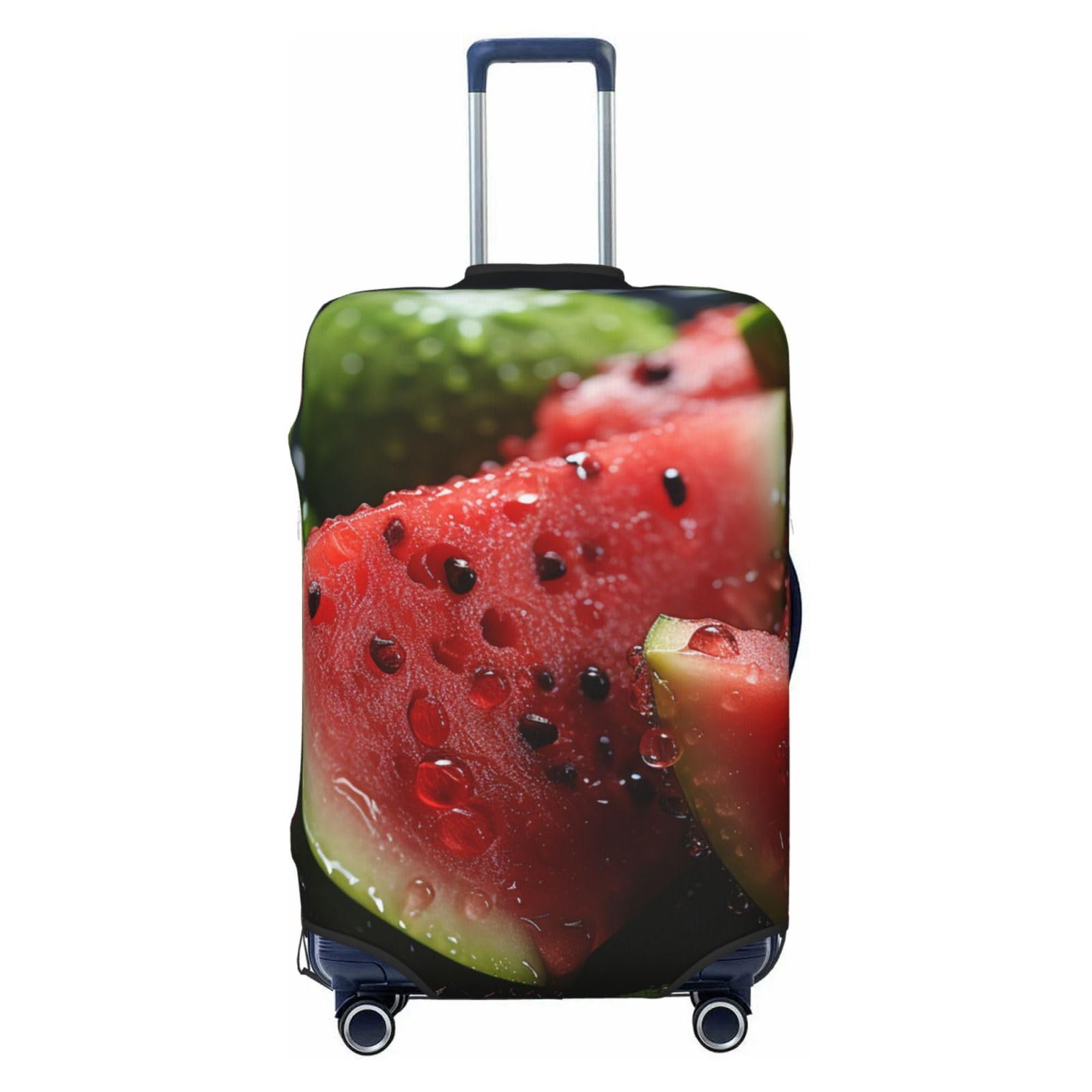 CSGJMYGS Reisegepäckabdeckung, elastisch, waschbar, modisch, kratzfest, Wassermelone und Wassertropfen, Koffer-Schutz, passend für 45,7 - 81,3 cm Gepäck, Schwarz , XL