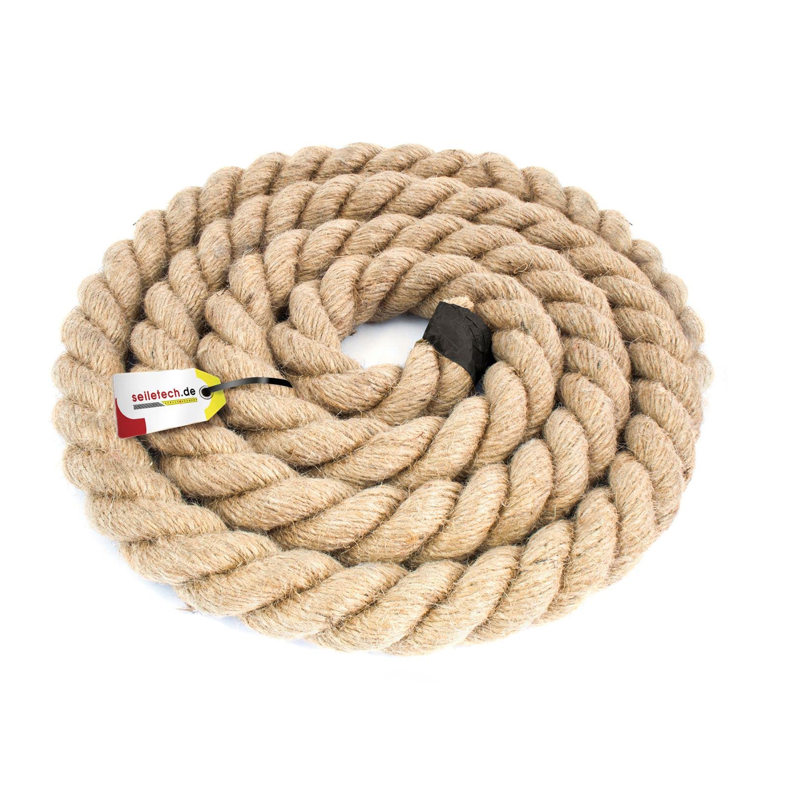 Seiletech.de JUTESEIL | 30m | 30mm Stark | Naturfasern Absperrseil Jute Tauwerk gedreht Tau Seil Tauziehen DIY Dekoration Deko Seil