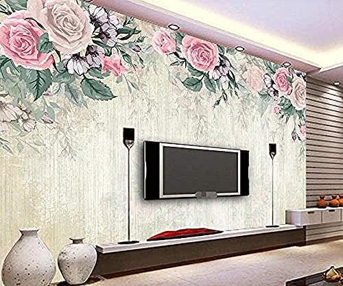 XLMING Handgemalte Rosa Blumendekoration 3D Tapeten Home Esszimmer Sofa Schlafzimmer Wohnzimmer TV Hintergrund-300cm×210cm