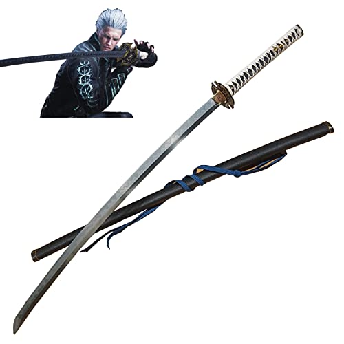 LQSMX sword Devil May Cry 5 Vergil Anime Cosplay Sword Warrior Yamato Sword/Dante's Rebellion， 42.9in Katana Sword Real,Fully Handcrafted top Katana Sword，Samurai Sword