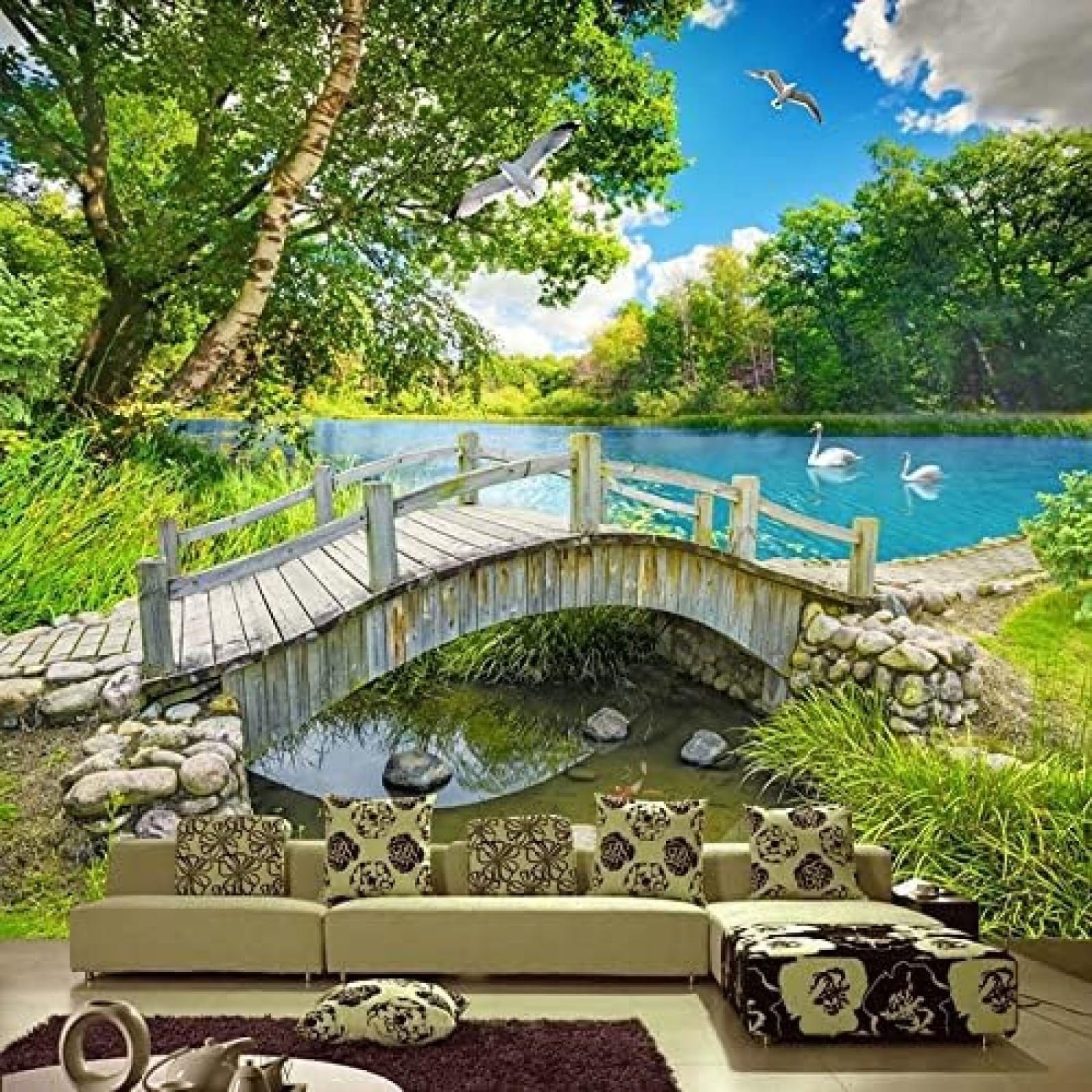 XLMING See Natur Landschaft Bilder 3D Tapete Wohnzimmer Sofa Schlafzimmer Esszimmer Home Dekoration Wand-200cm×140cm