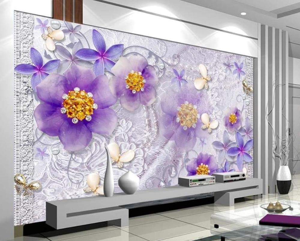 Spitze Lila Blume 3D Tapete Poster Restaurant Schlafzimmer Wohnzimmer Sofa TV Dekorative Wand-150cm×105cm