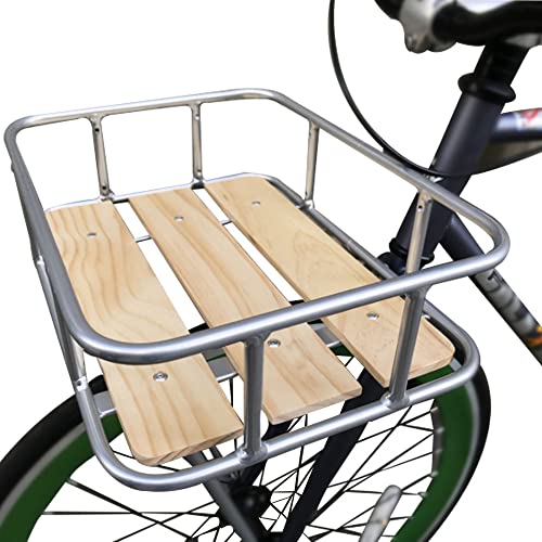 TentHome Vorderrad Gepäckträger Fahrrad Vorne mit Korb Frontgepäckträger Holz Fahrrad Frontträger Vr-träger Front Carrier Holland Rennrad Silber