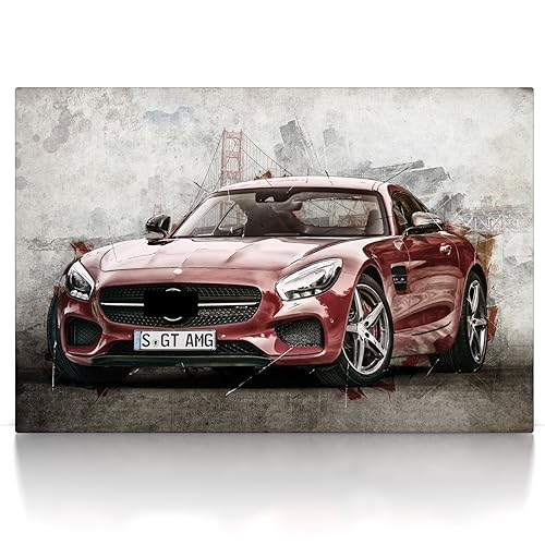 CanvasArts Leinwand Bild AMG Artwork - Wandbild Kunstdruck Auto Bilder kompatibel mit Mercedes Benz (140 x 90 cm, Leinwand auf Keilrahmen)