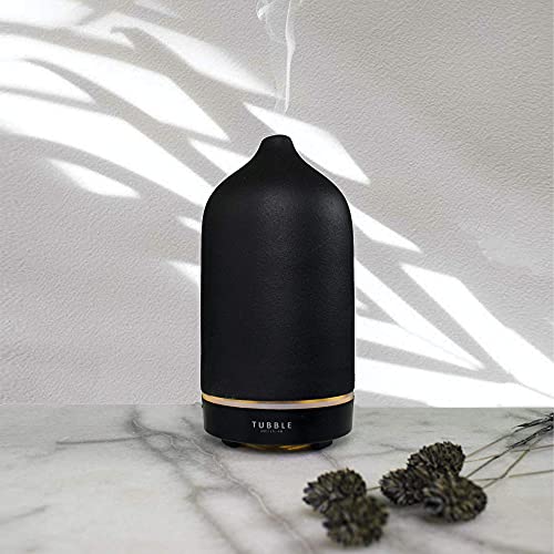 Tubble® Porcelain Aroma Diffuser Seashell White - Etherische Olie - Vernevelaar - Yoga - Aromatherapy - Onyx Black