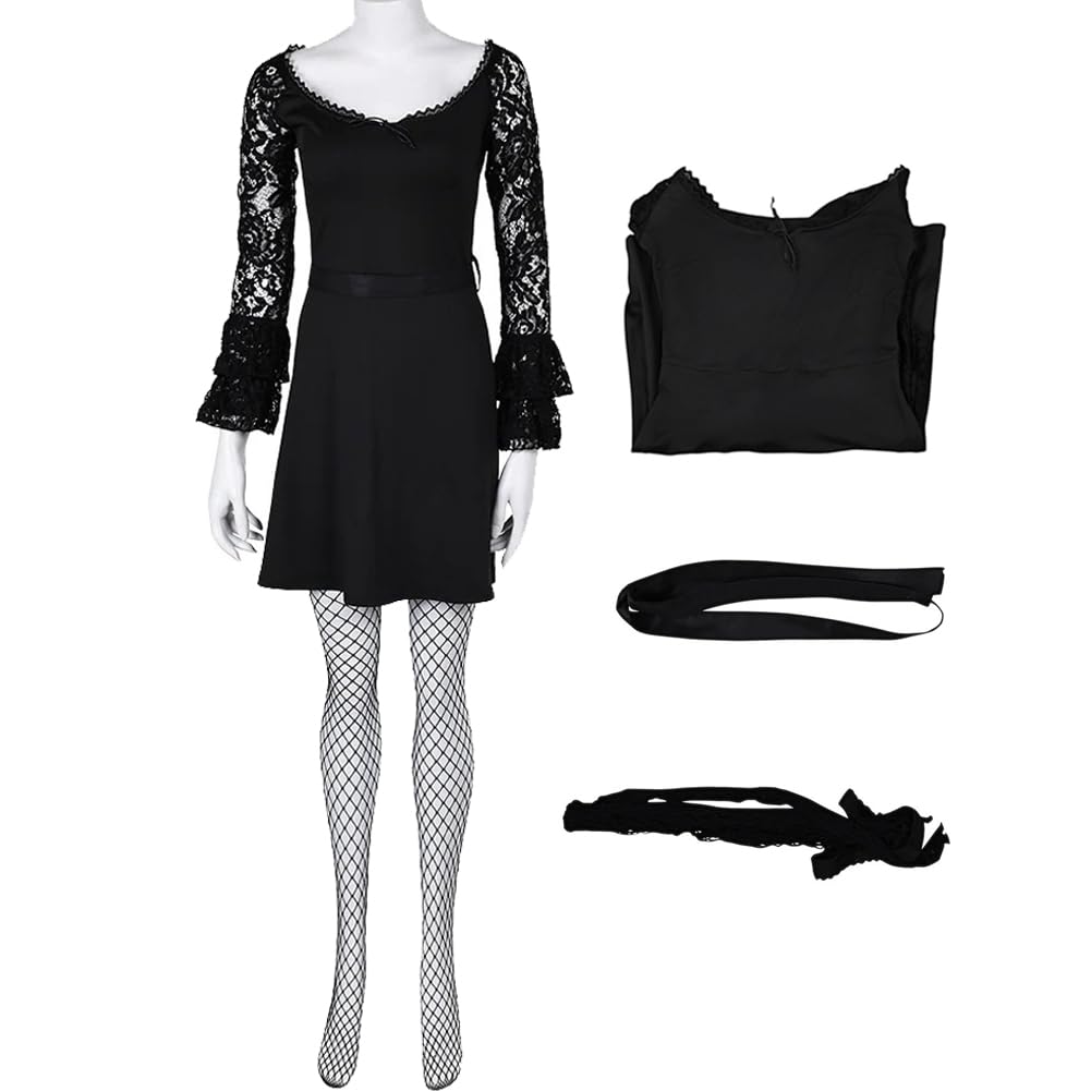 AYYOHON Lisa Frankenstein Cosplay-Kostüm, schwarzes Gothic-Spitzenkleid für Damen, Halloween, Film, Lisa, Cosplay, Outfits, Rock, Größe XXL