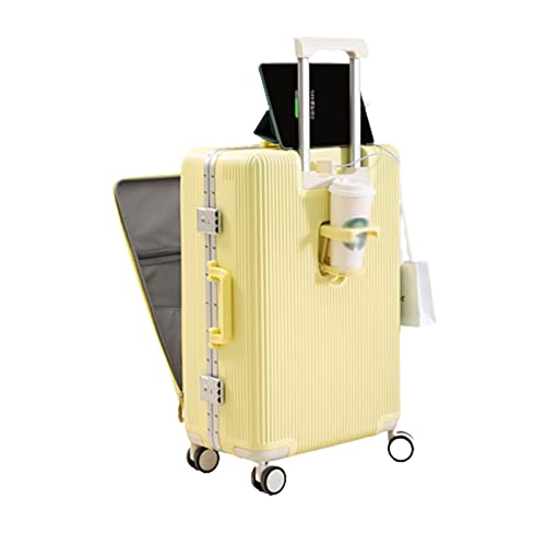 COAPAK IOHAOSF Multifunktionskoffer, Trolley mit USB-Schnittstelle und offener Vorderseite, Universalrad, Passwort-Koffer, große Kapazität (gelb, 59 x 39 x 23)