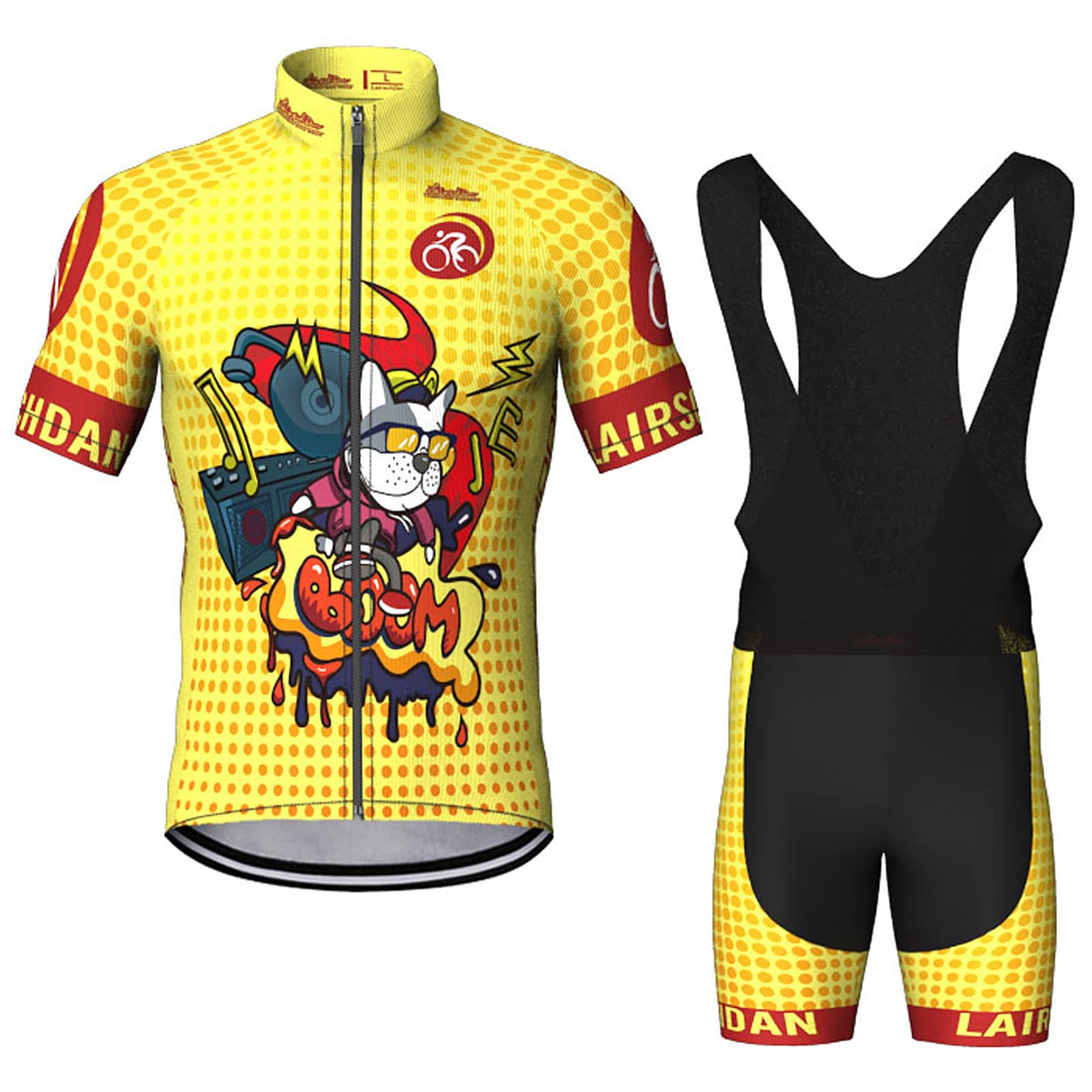 Fahrradbekleidung Herren|Radtrikot Männer Sommer|Radsportanzug Kurzarm Set,MTB Fahrradtrikot Cycling Oberteil und Radhose mit 9D Gel Sitzpolster,Bike Bekleidung Atmungsaktiv Schnell Trocknen(18,L)