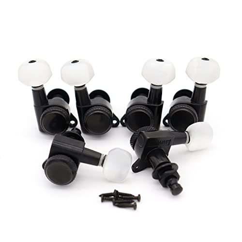 Gitarren Stimmwirbel 1Set Gitarren-Tuning-PEG Mit Pearl-Botton-Kopf-Gitarren-Verriegelungs-Tuner-Maschinenkopf (Color : 3L3R Black)