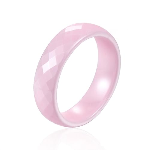 MeiLiSis Keramikring Für Damen Und Herren, Rosa Keramikringe, 6 Mm Breite, Geschnittene Ringe, Damenschmuck, Keramik-Fingerringe Mit Bequemer Passform Für Unisex-Keramikschmuck, Wie Abgebildet, 9