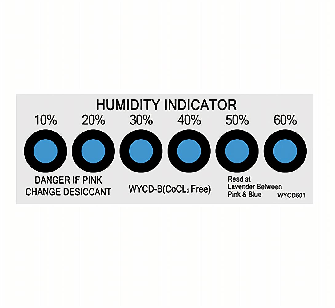 WEKOW 25 STÜCKE (1 Packung) Keine Kobaltdichlorid-Feuchtigkeitskarte 10-60%, 6 Punkte (präziser Farbwechsel)