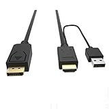 CABLEDECONN HDMI zu DisplayPort DP Kabel, HDMI Stecker zu DisplayPort DP Stecker mit USB Kable 3840x2160 UHD 4K Konverter für Laptop-Desktop-Monitore (2m)