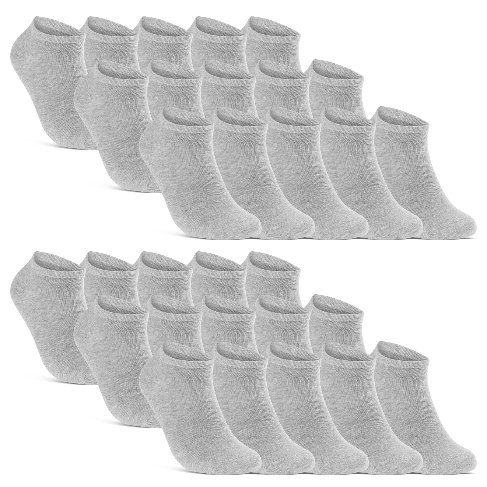 10 | 20 | 30 Paar Sneaker Socken Damen & Herren Schwarz & Weiß Baumwolle 10800 (Grau 30 Paar 47-50)