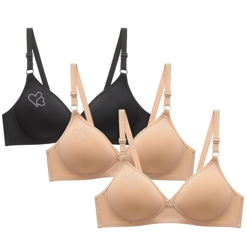 3er Pack Damen Sport BH Damen Ohne Bügel Seamless Push Up BH Softcup Bra Nahtlose Basic Wohlfühl BHS mit Dünnen Trägern Bequem für Alltag