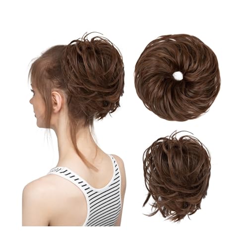 Haarteile Haarknoten Synthetisches elastisches unordentliches Brötchen, Kunsthaar, Chignon, lockiges Haargummi, Hochsteckfrisur, Donut-Haarteile, Bänder, Bündel, Schwanz, blondes Haar for Frauen Brötc