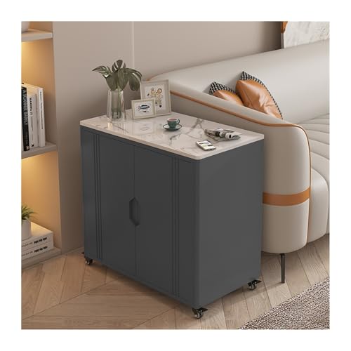 FUHAI-666 Leichter Luxus-Sofa-Seitenschrank, Lückenschrank, Haushalts-Multifunktions-Ablageschrank, Sofa-Seiten-Teetisch, Aufbewahrungstisch(Gray+white)