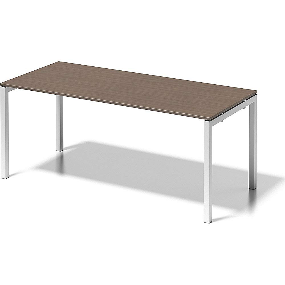 BISLEY Cito Schreibtisch, 740 mm höhenfixes U-Gestell, Metall, Wn396 Dekor Nußbaum, Gestell Verkehrsweiß, 80 x 180 x 85 cm