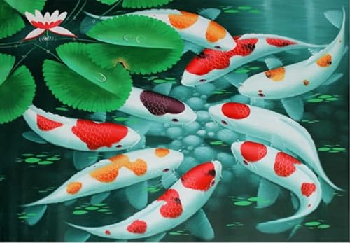 HfmQuisutron Koi Fisch Poster Puzzle 1000 Teile Holzpuzzle Für Erwachsene Kinder Lernspiel Familie Dekompression Spielzeug Geschenk Kw107Zt