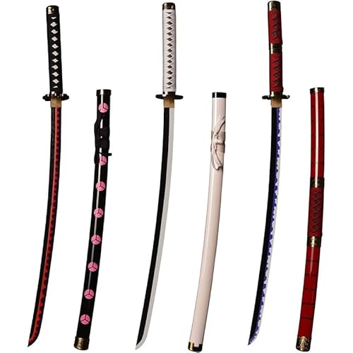 MAUXpIAO Sword Valley Roronoa Zoro Holzschwert 104cm, Holz Katana, Japanisches Anime Cosplay Schwert-Kitetsu/Shisui/Wado Ichimonji/Yama Enma/Death Surgeon Trafalgar Law Schwert schwerter/A/104cm